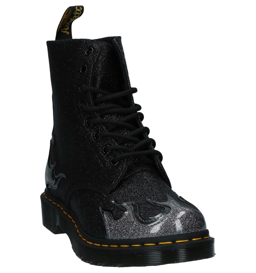 Zwarte Veterboots Dr. Martens Pascal Flame in stof (225432)