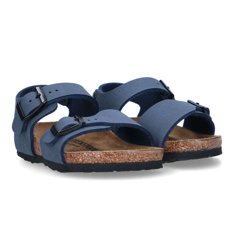 Birkenstock New York Sandales en Bleu en simili cuir (322480)