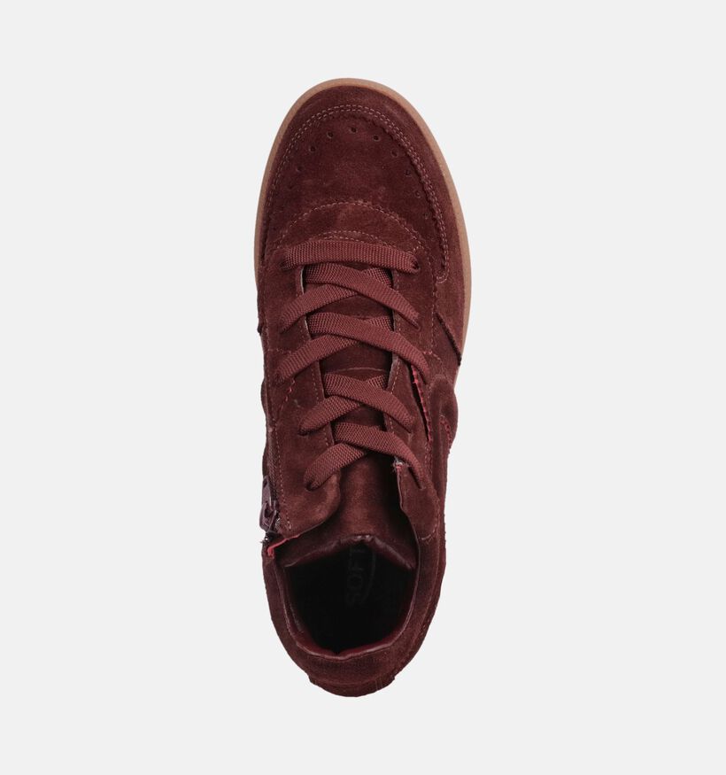 Softwaves Suede Bordeaux Sneakers met Sleehak voor dames (380376) - geschikt voor steunzolen