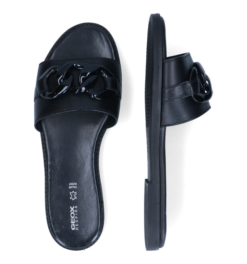 Geox Naileen Zwarte Slippers in leer (311599)