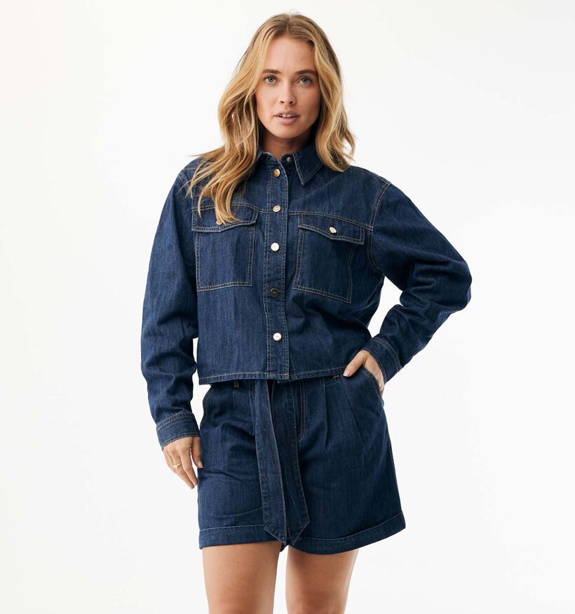 Mexx Paperbag Denim Donkerblauwe Short voor dames (368588)