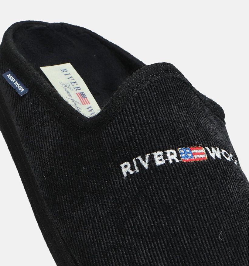River Woods Hendrik Zwarte Open Pantoffels voor heren (363993) - geschikt voor steunzolen