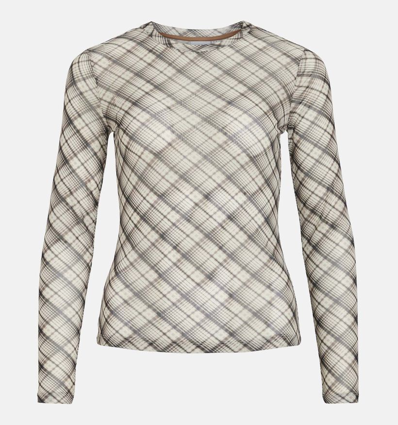 Vila Voletteis Zwarte T-shirt met Lange Mouwen Vila Voletteis Tartan Beige T-shirt met Lange Mouwen voor dames (366149)