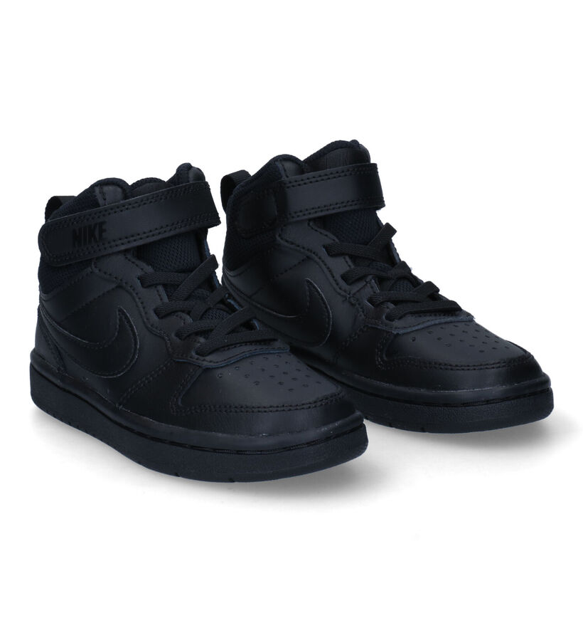 Nike Court Borough Mid 2 PS Zwarte Sneakers in kunstleer (299898)