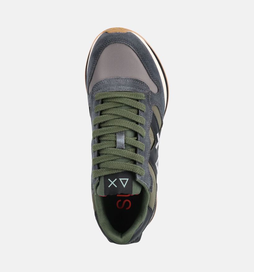 Sun68 Jaki Bicolor 2.0 Chaussures plates en Gris/Vert pour hommes (379403) - pour semelles orthop&eacute;diques