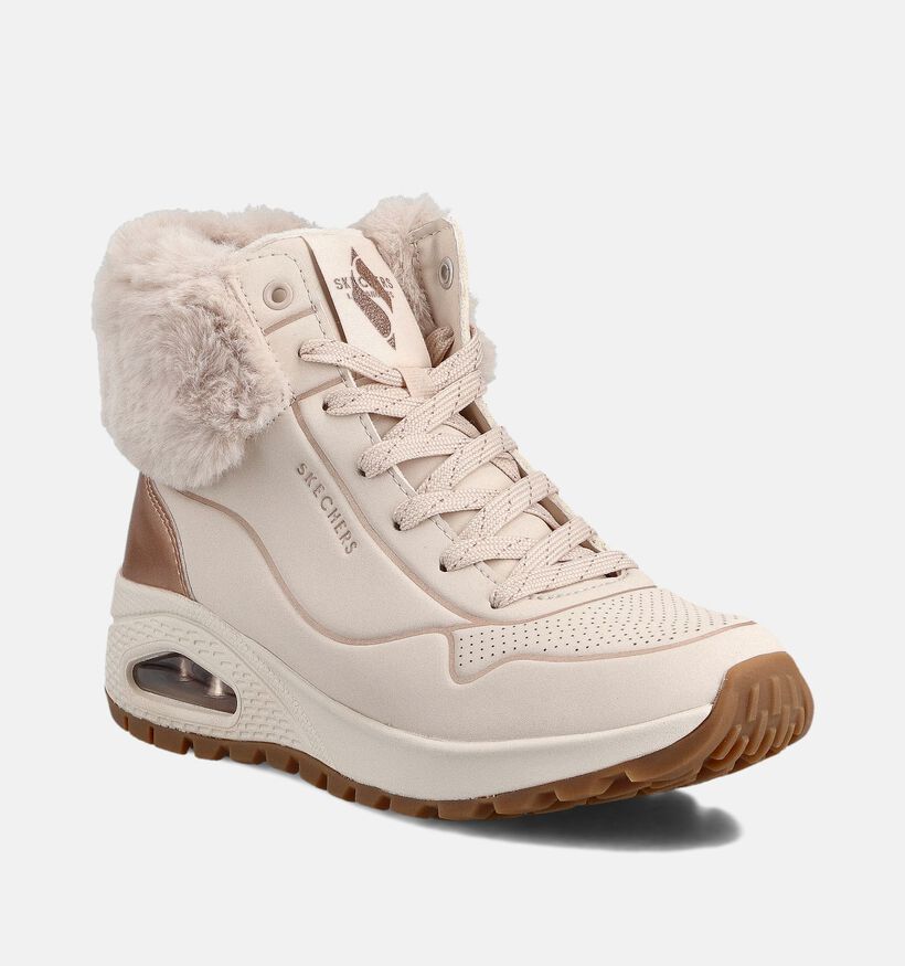 Skechers Uno Rugged Fall Shimmer Witte/Roze Boots met Veter voor dames (377984) - geschikt voor steunzolen