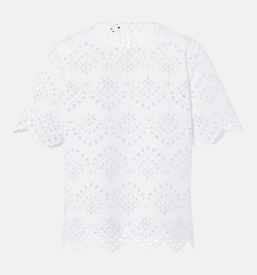Pieces Vilde Broderie Anglaise Witte T-shirt voor dames (367057)