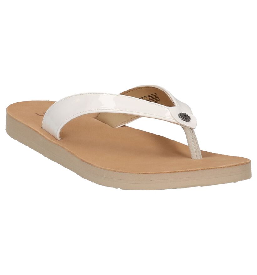 UGG Tongs en Blanc en cuir (210300)