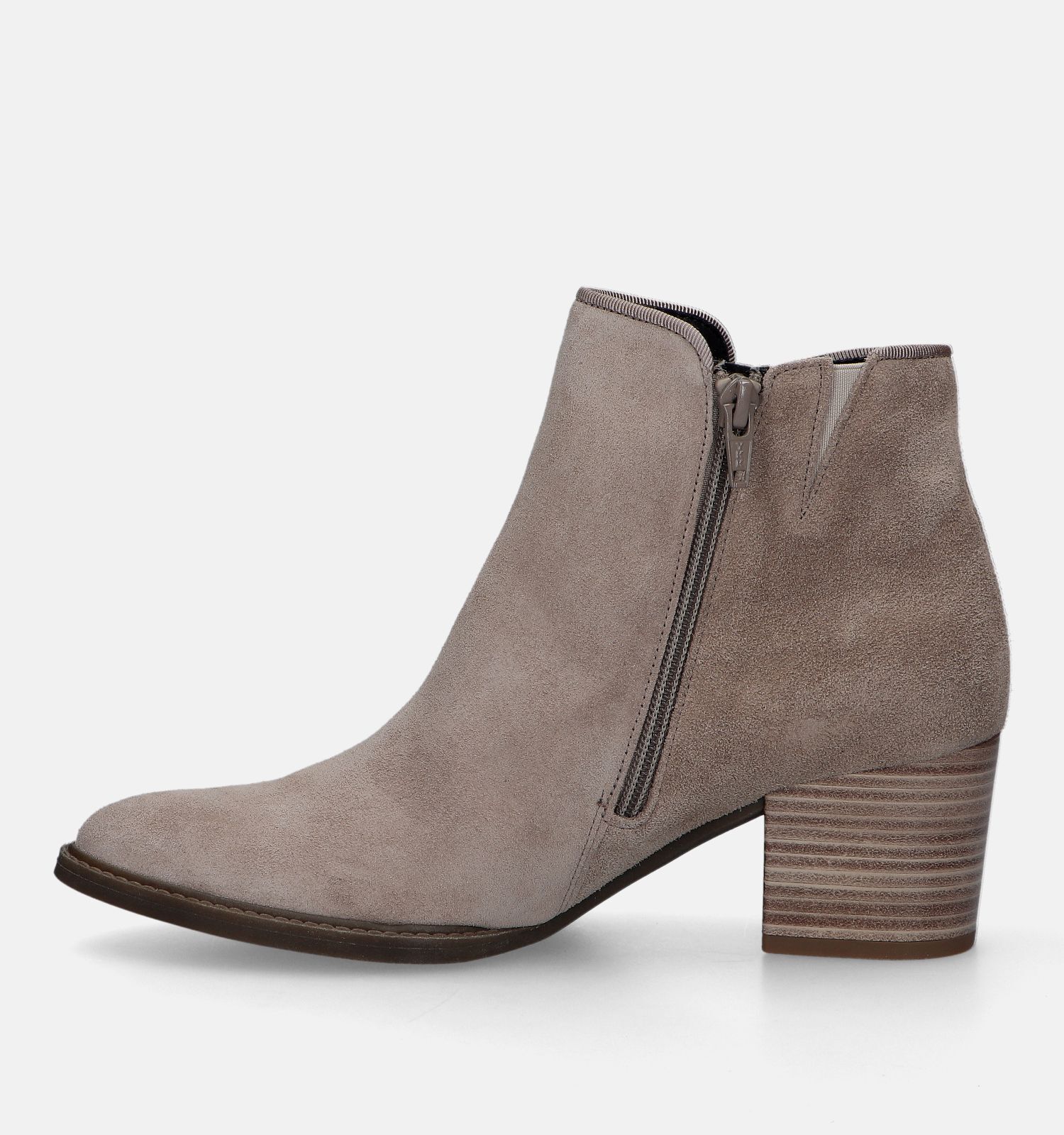 Enkellaarsjes met store hak beige