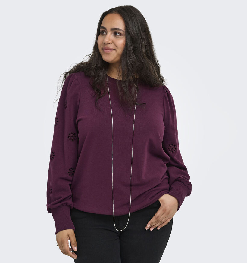 ONLY Carmakoma Femme Sweatshirt en Bordeaux pour femmes (378404)