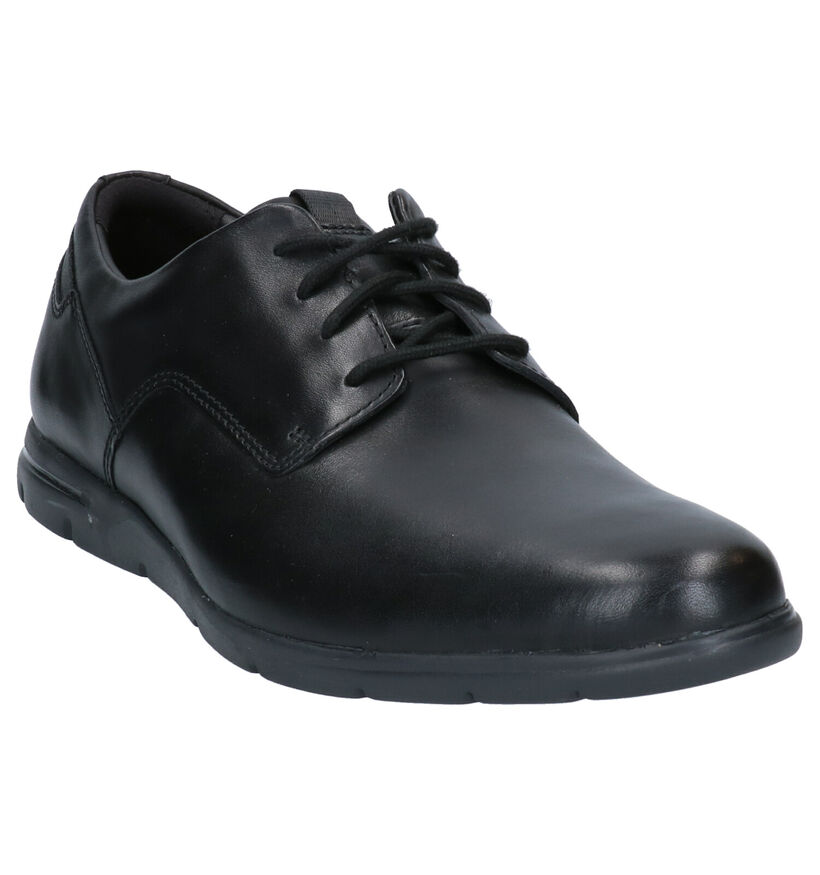 Clarks Vennor Walk Zwarte Veterschoenen in leer (265561)