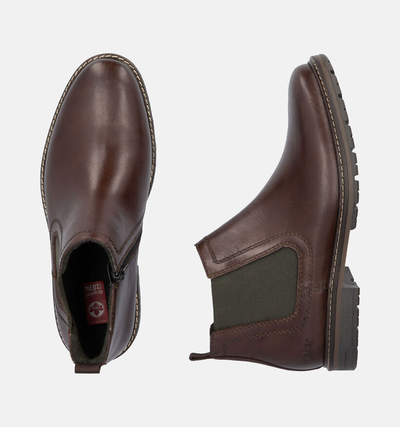 Rieker Bottines Chelsea en Brun foncé pour hommes (347447)