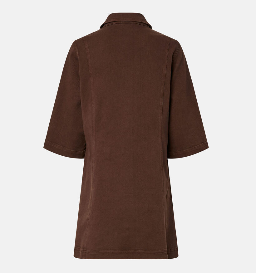 Pieces Salume Denim Donkerbruine Hemdjurk voor dames (374923)