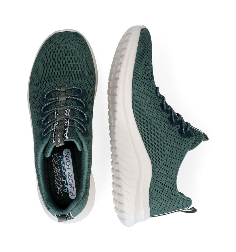 Skechers Ultra Flex Baskets en Vert Kaki en textile (295598)