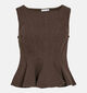 Vila Chia Peplum Donkerbruine Top voor dames (378584)
