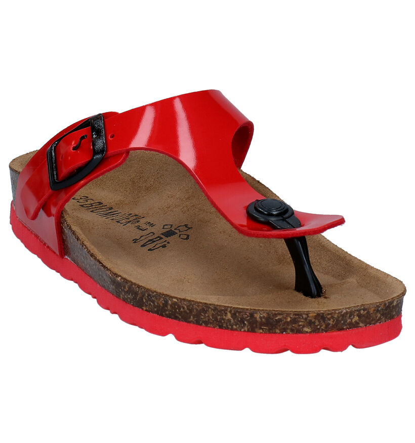 Biomodex Rode Teenslippers in kunstleer (284504)