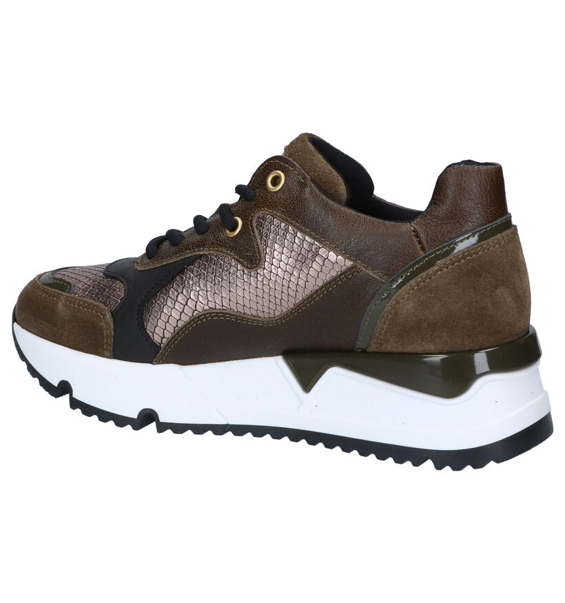 Bullboxer Baskets casual en Vert kaki en cuir (281543)