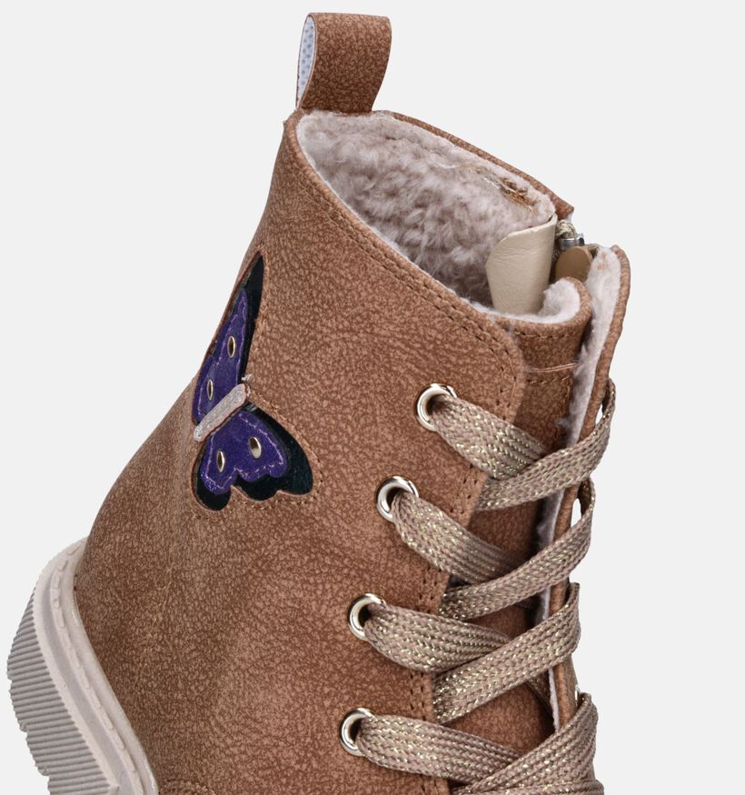Milo & Mila Bottines robustes en Cognac pour filles (346930) - pour semelles orthopédiques