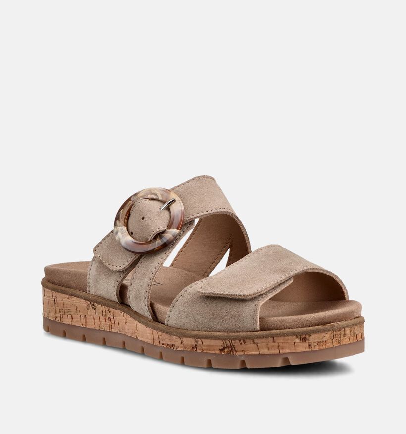 Solemade Mia 113 Taupe Slippers met Sleehak voor dames (371638) - geschikt voor steunzolen