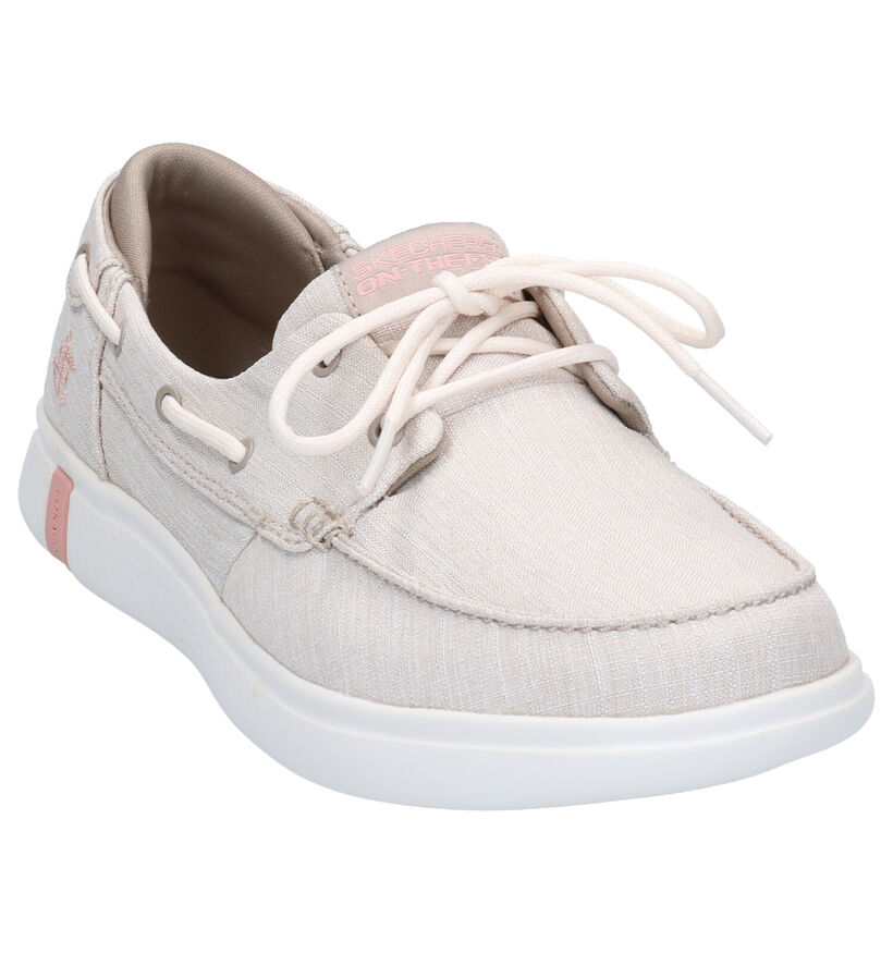 Skechers Chaussures bateau en Beige clair en textile (272740)