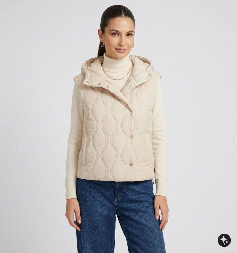 Guess Beige Gewatteerd Bodywarmer met Kap voor dames (375886)