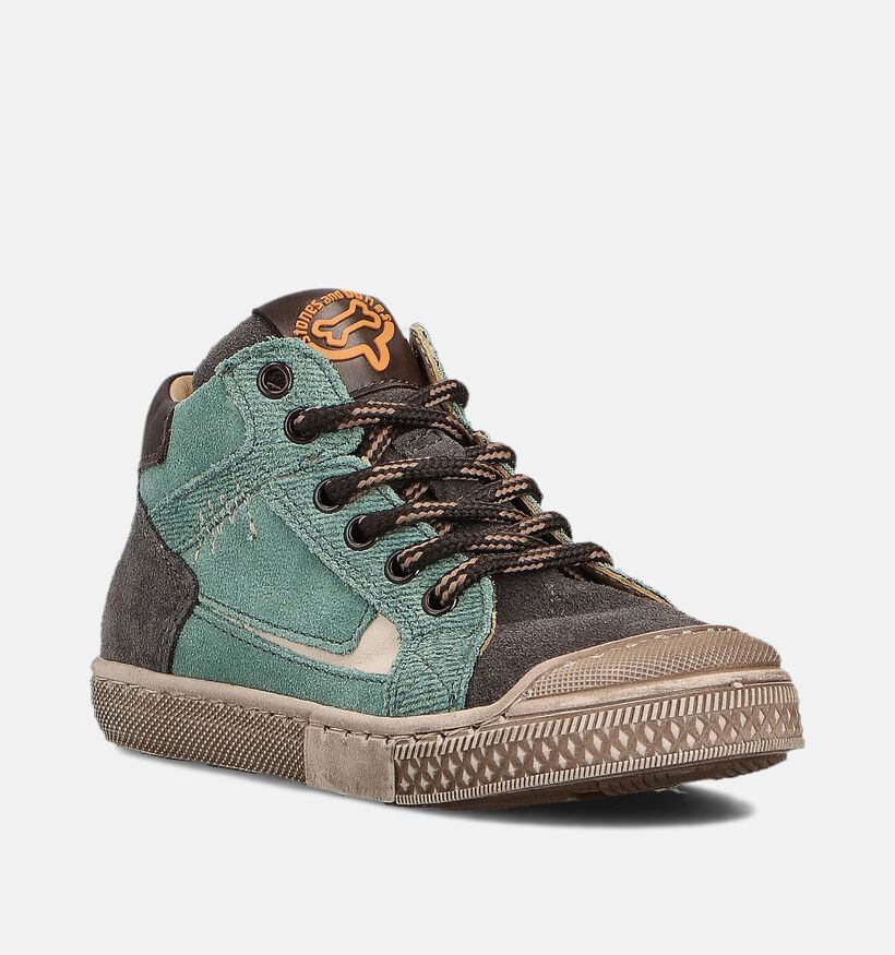 STONES and BONES Liam Chaussures hautes en Gris/Vert pour garçons (362019) - pour semelles orthopédiques