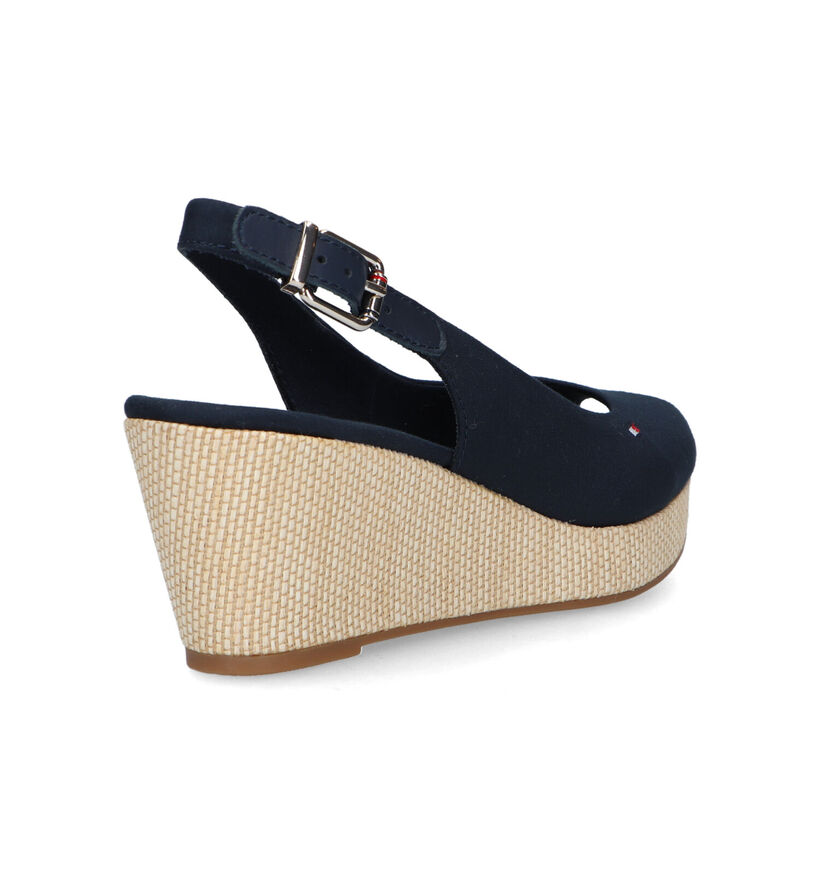 Tommy Hilfiger Iconic Elba Sling Back Wedge Blauwe Sandalen voor dames (336400)