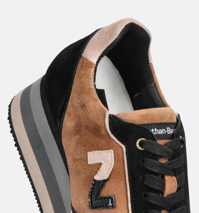 Nathan-Baume Camelo Baskets en Noir/Marron pour femmes (363618) - pour semelles orthopédiques