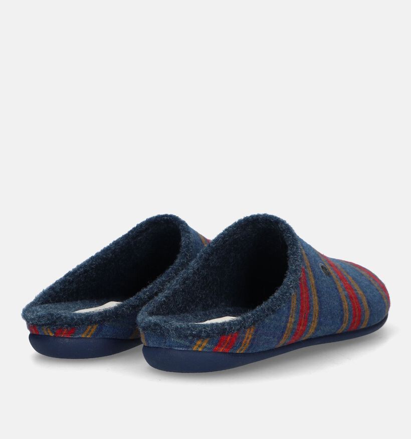 Hush Puppies Daupy Pantoufles à carreaux en Bleu pour hommes (330016)