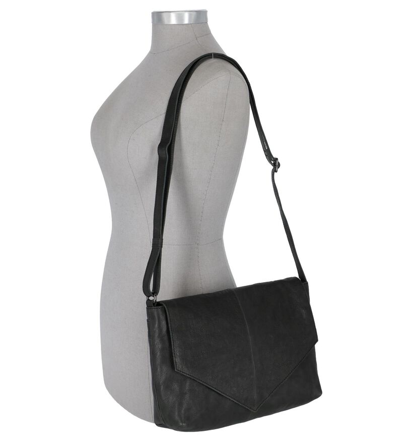 Zwarte Klep/Flap Tas Via Roma in leer (211567)