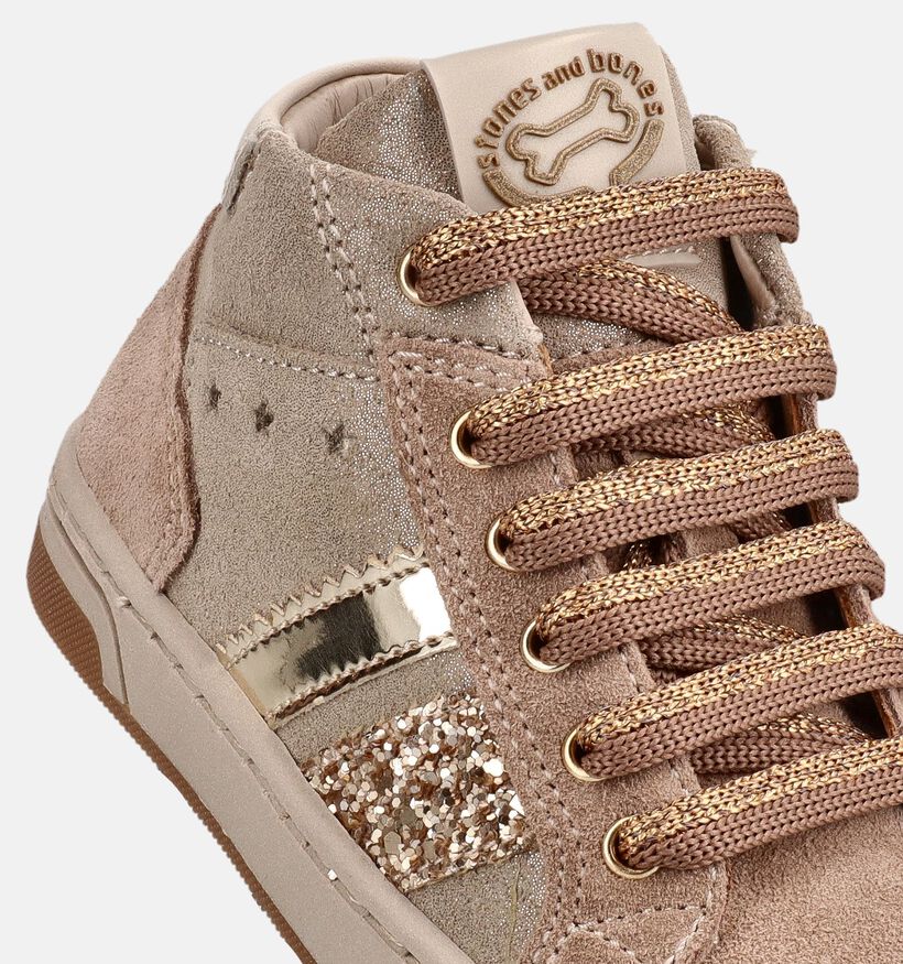 STONES and BONES Debby Donkerbeige Schoenen met Veter en Rits voor meisjes (381402) - geschikt voor steunzolen