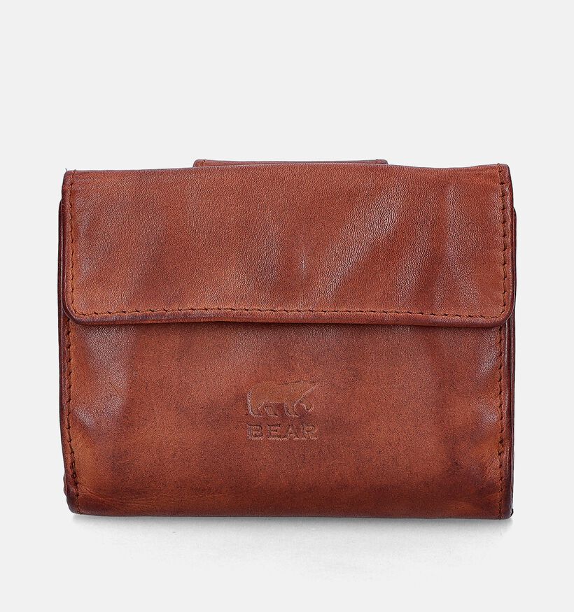 Bear Design Porte-monnaies zippé en Cognac pour hommes (365866)