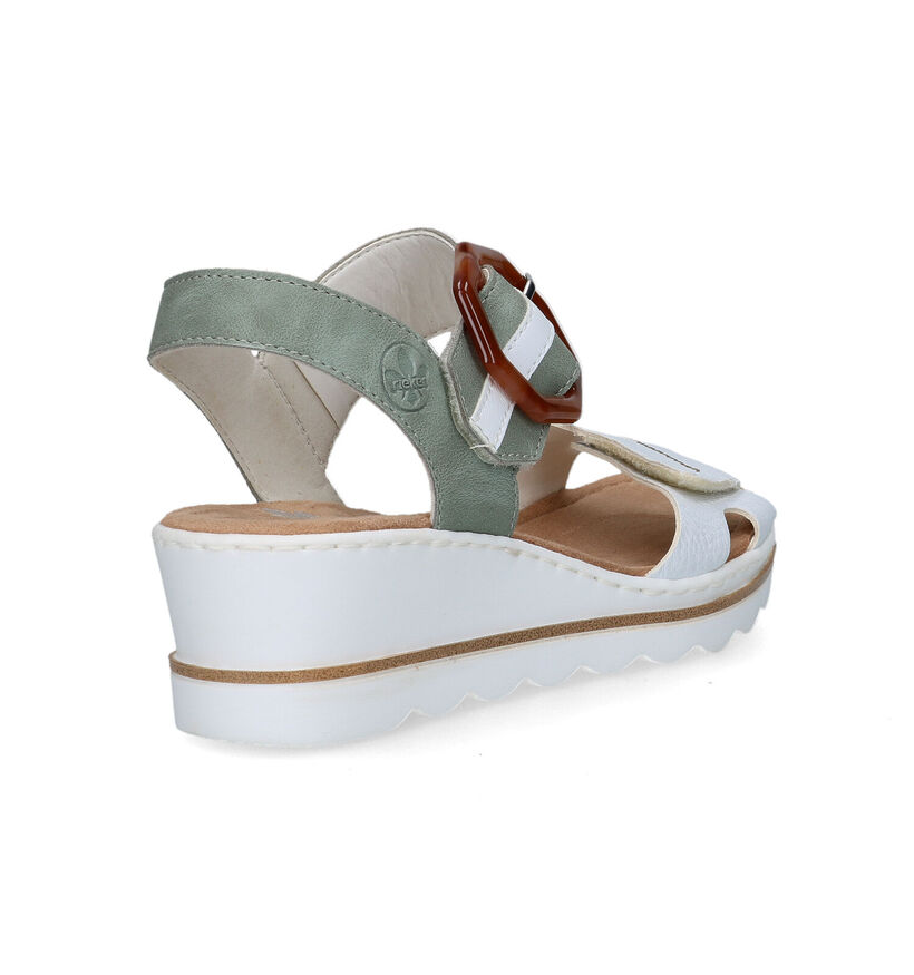 Rieker Sandales talon compensé en Blanc pour femmes (354959)