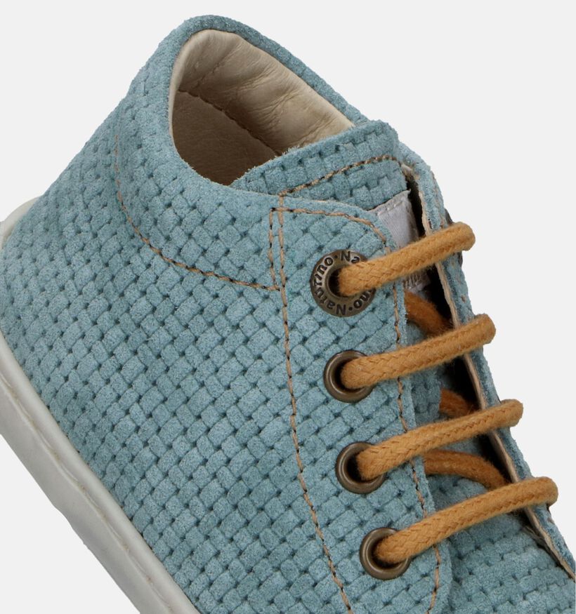 Naturino Cocoon Suede Woven Blauwe Babyschoenen voor jongens, meisjes (339050)