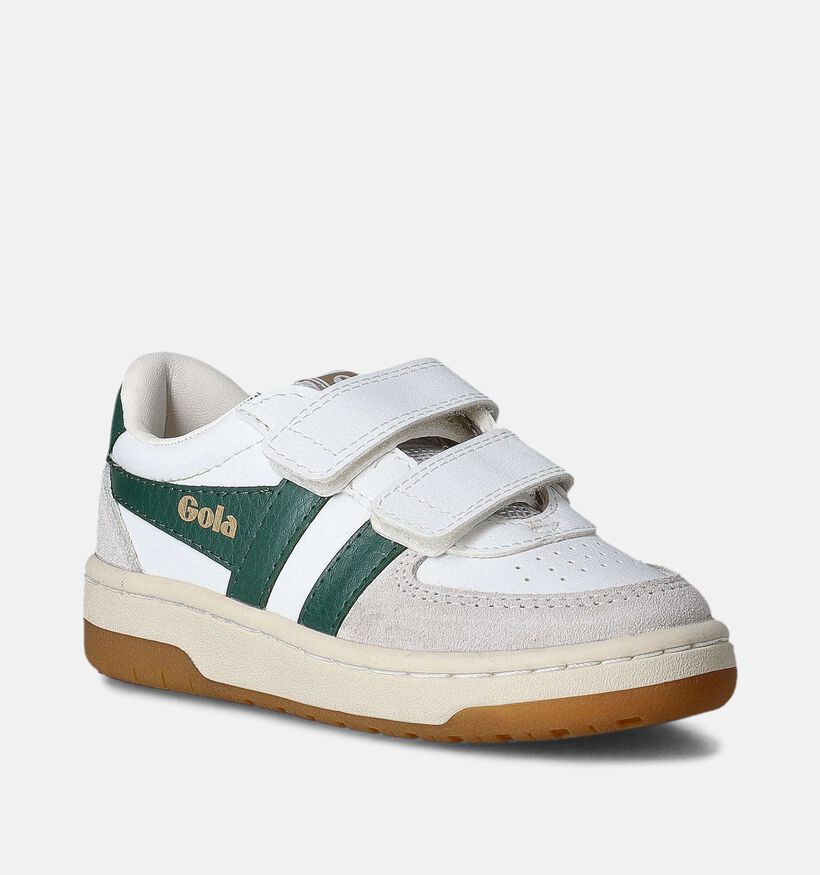 Gola Hawk Strap Witte/Groene Sneakers voor jongens (376298) - geschikt voor steunzolen