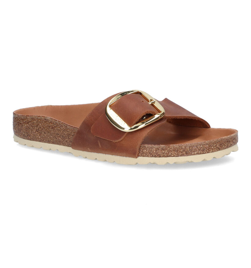 Birkenstock Madrid Big Buckle Nu-pieds en Cognac en simili cuir (322649)