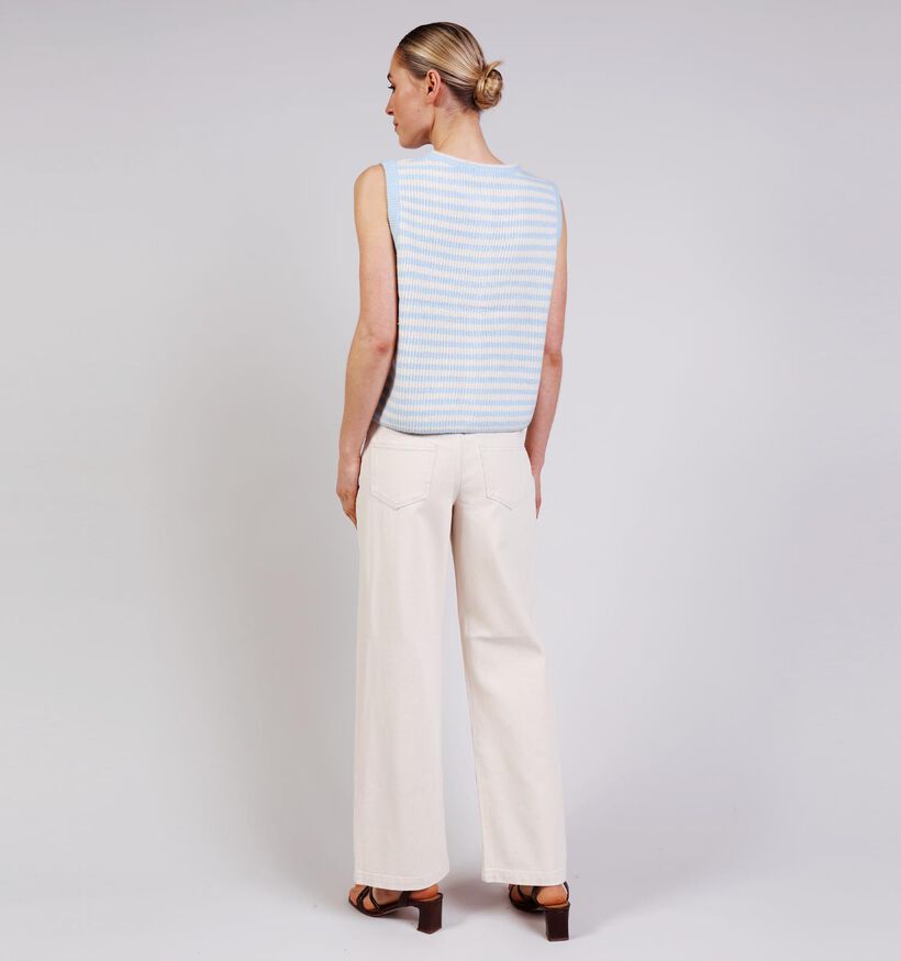 Pieces Malou Stripe Beige/Lichtblauwe Gilet voor dames (367083)