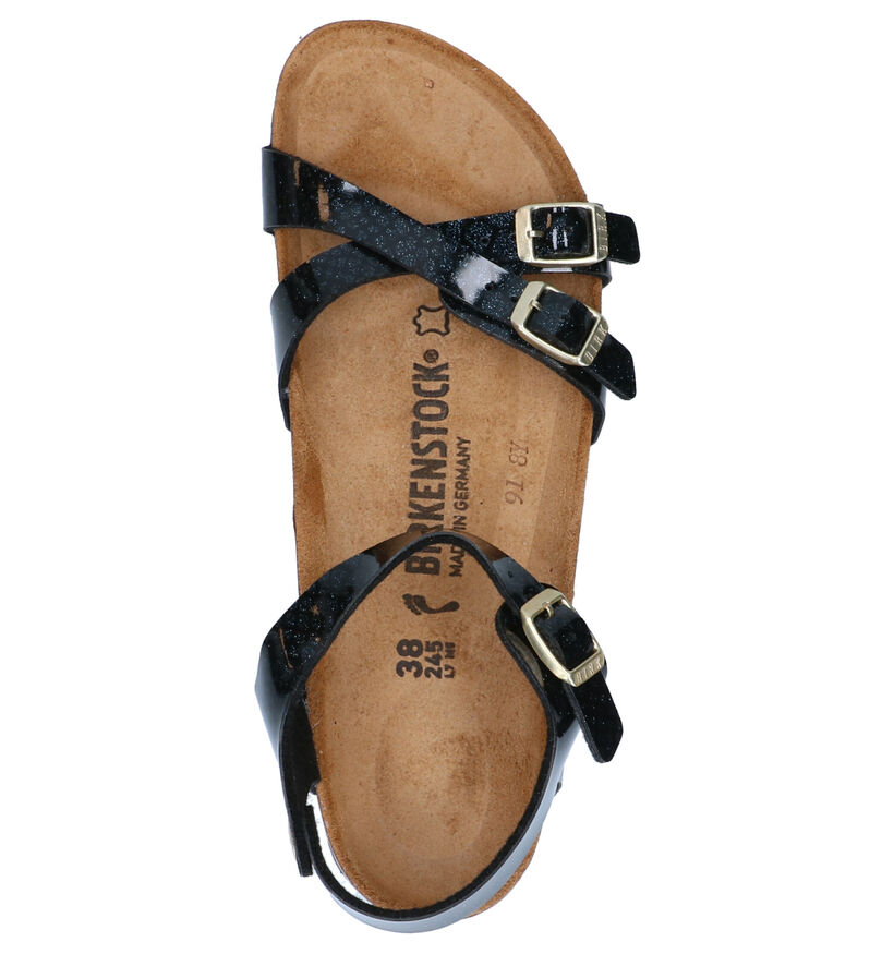 Birkenstock Sandales plates en Noir en synthétique (242505)