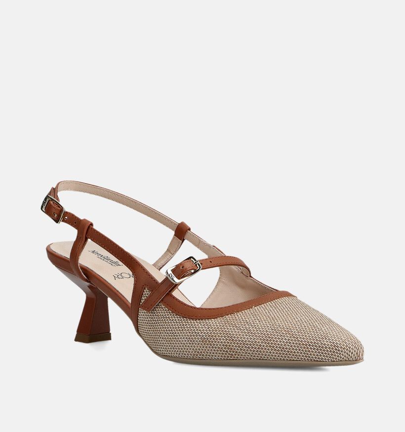 NeroGiardini Beige/Cognac Slingback Pumps voor dames (370751)