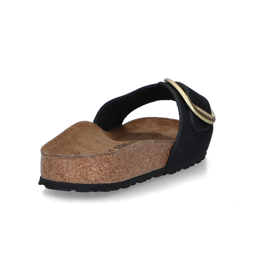 Birkenstock Madrid Big Buckle Zwarte Slippers in nubuck (322776)