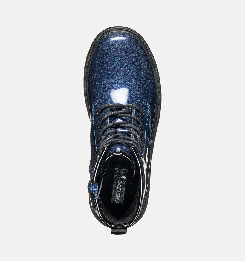 Geox Casey Blue Glitter Boots &agrave; lacets en Bleu pour filles (376268) - pour semelles orthop&eacute;diques