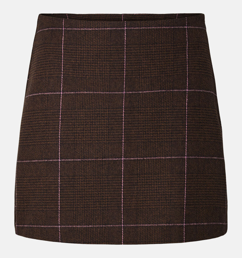 Pieces Amina Geruite Donkerbruine Mini-Rok voor dames (379323)