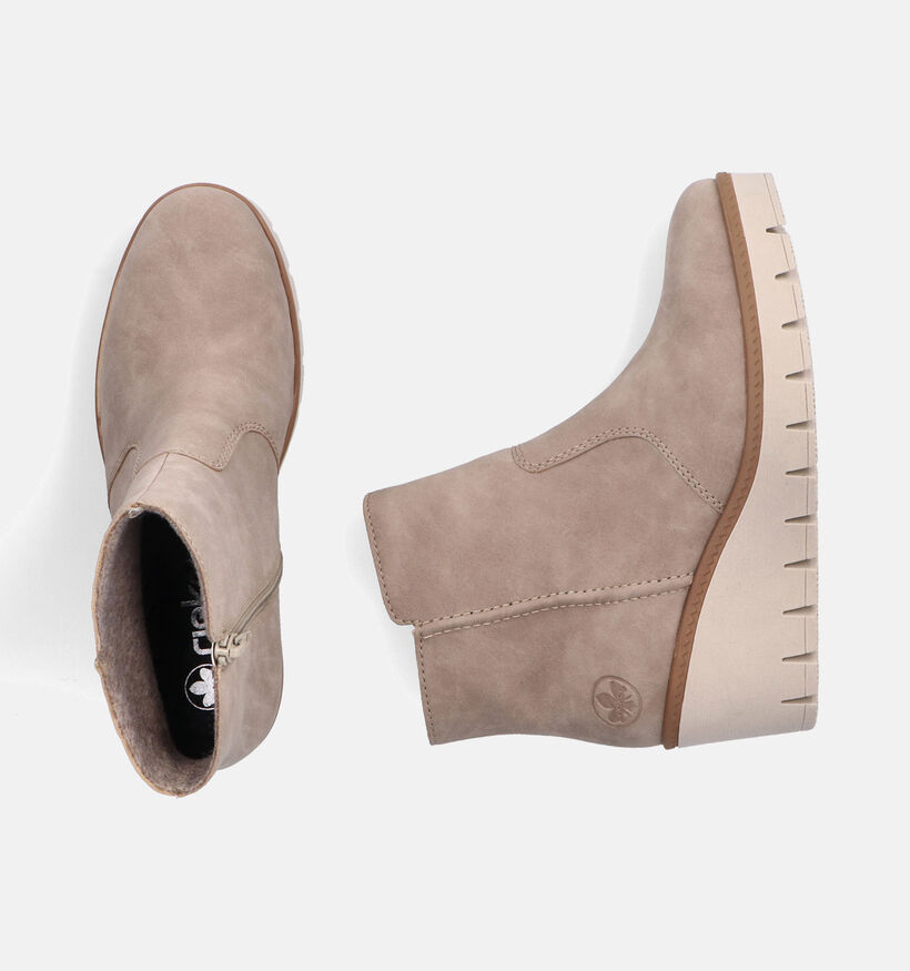 Rieker Beige Enkellaarsjes met sleehak voor dames (347415)