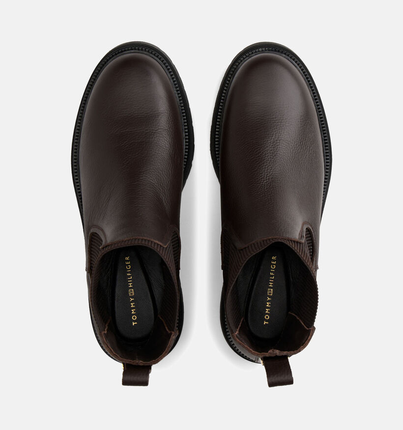 Tommy Hilfiger Plaque Pebble Bottines Chelsea en Brun foncé pour femmes (362368)