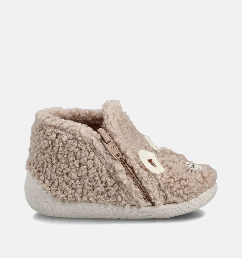 Milo & Mila Beige Teddy Pantoffels voor meisjes, jongens (364914) - geschikt voor steunzolen