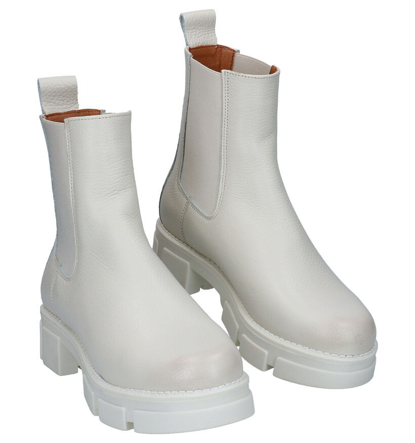 Shoecolate Chelsea Boots en Écru en cuir (295596)