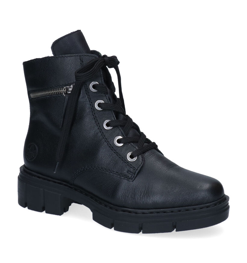 Rieker Boots à lacets en Noir en cuir (299389)