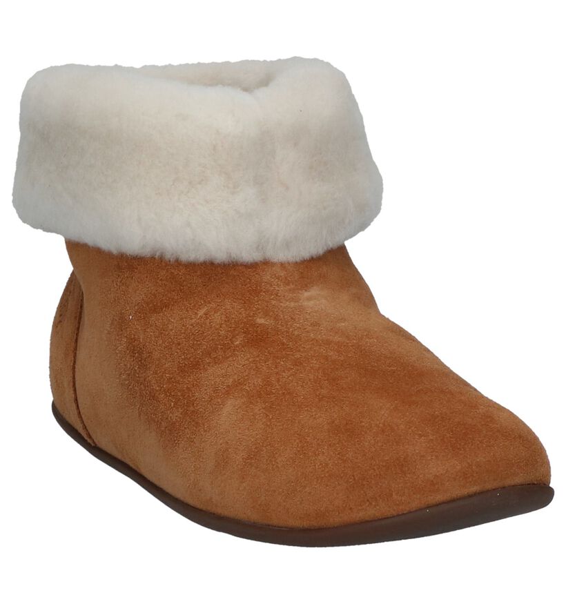 FitFlop Sarah Shearling Pantoufles en Cognac en daim (256046)