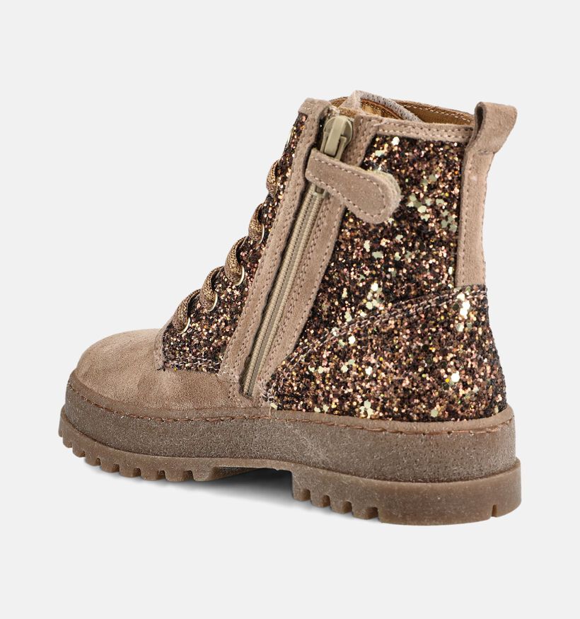 STONES and BONES Blesa Boots &agrave; lacets en Beige fonc&eacute; pour filles (378224) - pour semelles orthop&eacute;diques