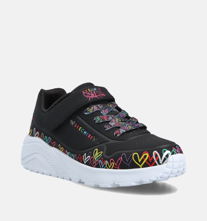 Skechers Uno Lite Heart Zwarte Sneakers voor meisjes (366294)